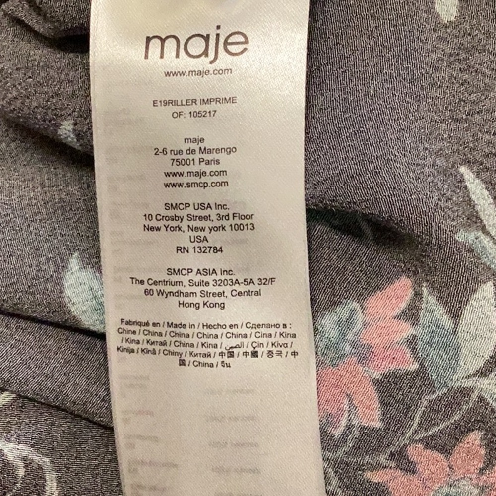 Maje Riller Two Tone Floral Shirt Dress Sz 2 - Picture 12 of 13